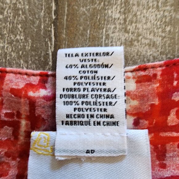 Ruby Rd. Favorites Womens Blouse Large Sheer Red All Over Print 3/4 Sleeve - Picture 6 of 7